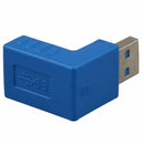 USB 3.0 A Male to Female 90 Degree Angle Converter Plug Adapter, Blue