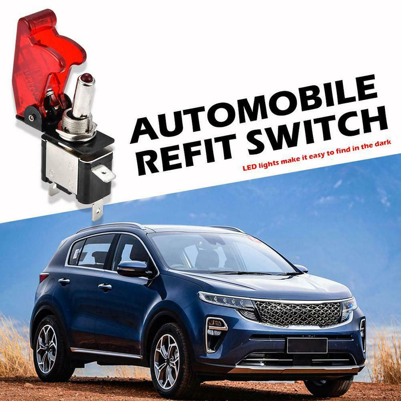 Car Illuminated LED Toggle Switch Control ON/OFF+Aircraft Missile Cover (A)