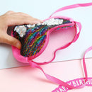 Sequin Heart Shoulder Handbags Flannel Women Kid Crossbody Bag (Multicolor)