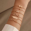 6pcs/set Fashion Letter Love Heart Bead Hand Chain Women 8 Bracelet Jewelry