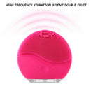 Electric Ultrasonic Face Cleaning Brush Skin Washing Massage Cleaner (Rose)