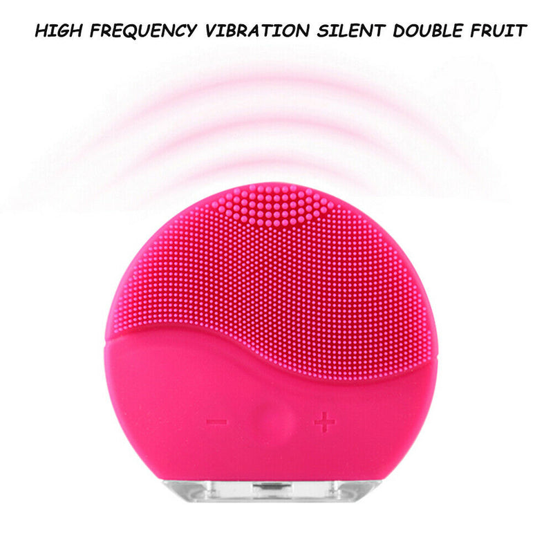 Electric Ultrasonic Face Cleaning Brush Skin Washing Massage Cleaner (Rose)