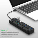 USB Hub 3.0 5Gbps High Speed 7 Port USB 3.0 Hub Splitter On/Off Switch for