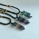 Healing Chakra Reiki Stone Natural Fluorite Wand Crystal Quartz Pendant Necklace