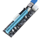 PCI-E to PCI Express 16x Extender Riser Card, + 4Pin,6Pin,SATA 15Pin(3 in 1)