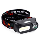 Waterproof Torch USB Charging XPE+COB LED Flashlights Headlight (Black) A