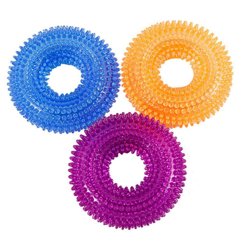 Clean Tooth Chew Thorn Ring Bite Resistant Squeaky Interactive Dog Toys SN9F