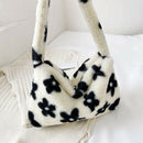 Animal Pattern Shoulder Underarm Bag Women Plush Top-handle Handbag (1)