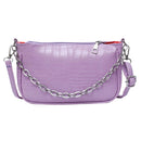 Women Stone Pattern Shoulder Bags PU Leather Chain Purse Handbag (Purple)