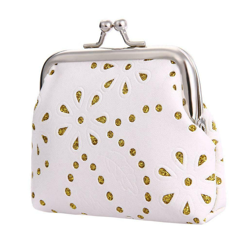 Women Kids Hollow Mini Coin Wallets PU Leather Clip Card Clutch Holder Case