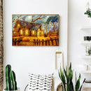 Rural Wood House Painting Kit Full Round Drill Rhinestone DIY Drawing Decor