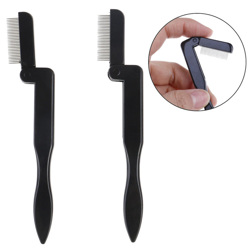 Foldable eyelash comb metal eyebrow brush tool mascara separator lash curl b Gw