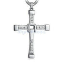 Fashion Man Cool Strong Crystal Cross Pendants Chain Necklace Alloy Silv EWC