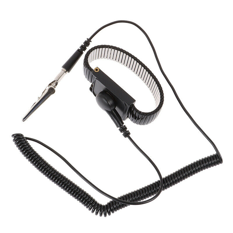 Anti static work wrist strap ESD adjustable discharge belt ground metal brace Gw