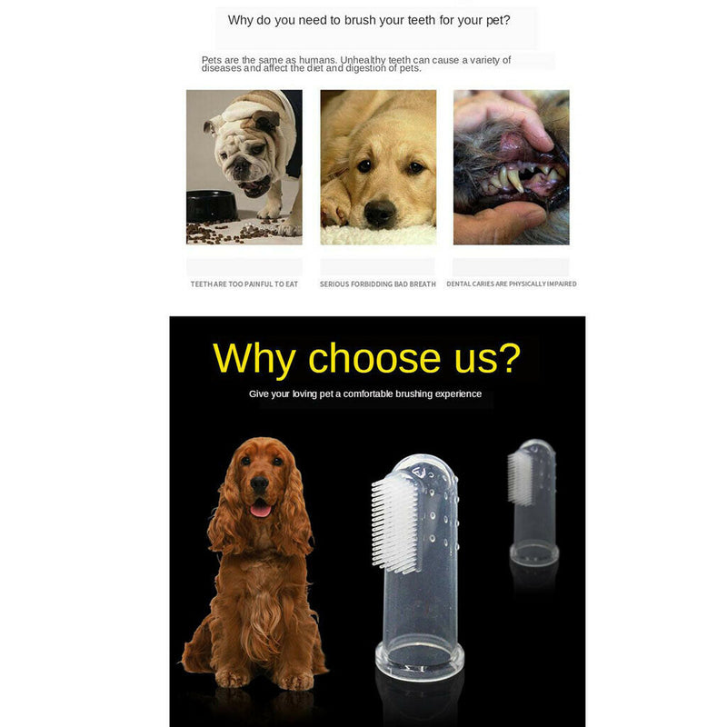 Pets Finger Toothbrush for Dog Cat Clear Silicone Tooth Hygiene Brushes