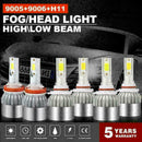 Combo 9005 + H11 + 9006 LED Headlight Kits Hi Low 585000LM 4950W Beam P6X9 U8J3