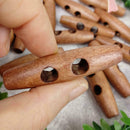 HOT 50pc Olive Shape Wooden Toggles Buttons 2 Holes Buttons Clothes Decor S L9S7