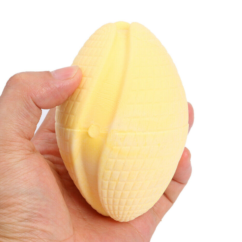 Pet Rugby Shape Chew Toys Dog Bite Tooth Clean Interactive Balls (Yellow)