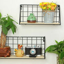2Pcs Wooden Iron Wall Shelf Wall Mounted Storage Rack Organization for Kitc