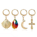 4pcs/Set Cute Seashell Rose Flowers Moon Love Heart Dangle Earrings Drop Cr X8F3