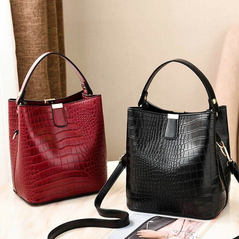 Retro Alligator Bucket Bags Women Crocodile Pattern Handbag Capacity Casual Y9Y5