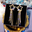 Zircon Five-Pointed Star Earrings Long Temperament Fringed Crystal Earrings