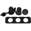 Triple 3.1 Amp USB Charger + Voltmeter +12 V Socket Panel Marine Outlet Jac T3U5