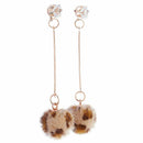 Fashion Plush Ball Personality Round Long Tassel Alloy+Rhineston Earring Je
