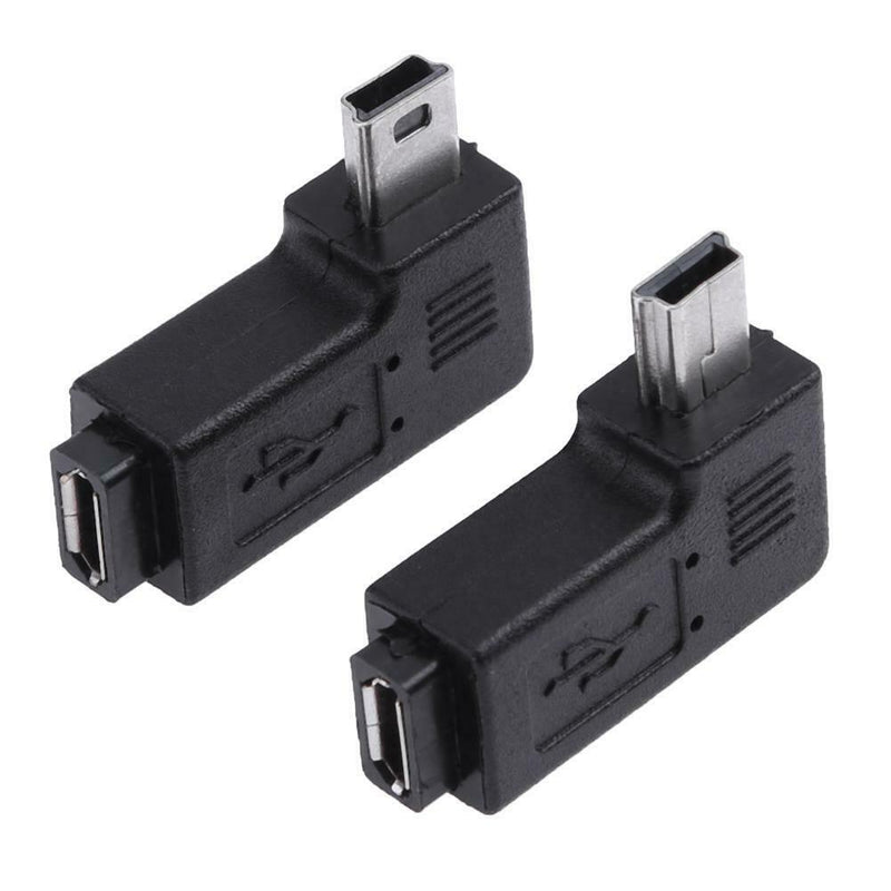 2pcs 90 Degree Micro USB Female to Mini USB Male Adapter Connector