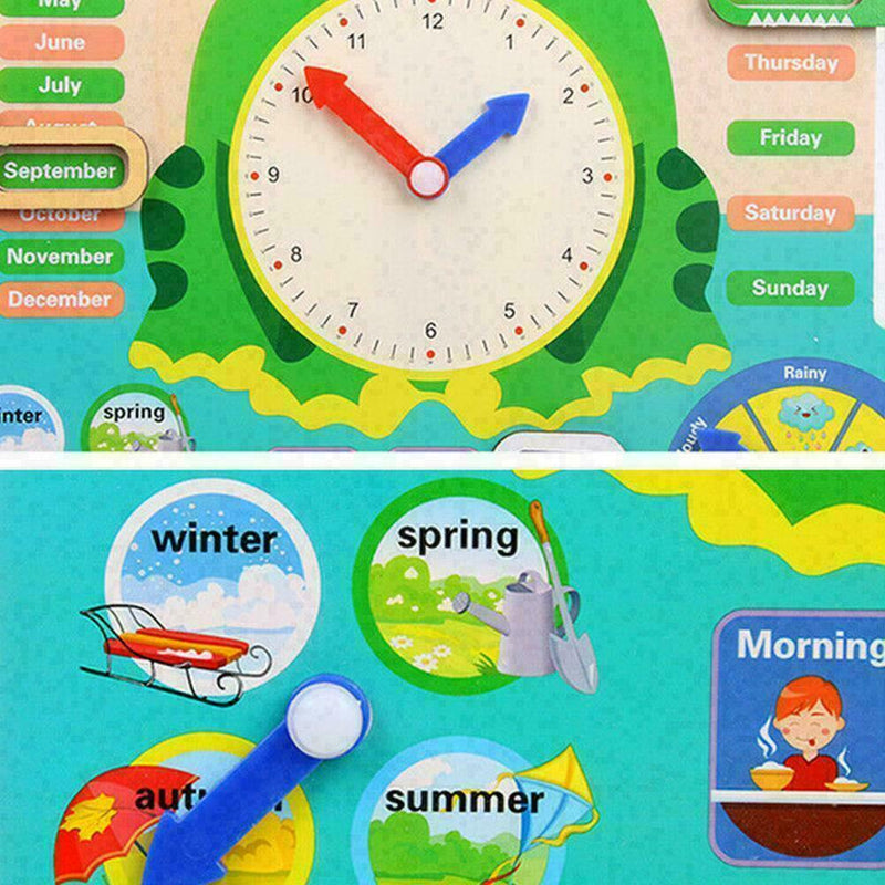 Children Wooden Calendar Educational Weather Season Clock Early Learning To I9N1