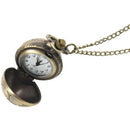 Retro Bronze Quartz Football Shape Steampunk Pocket Watch Necklace 31.5 inc N7F4