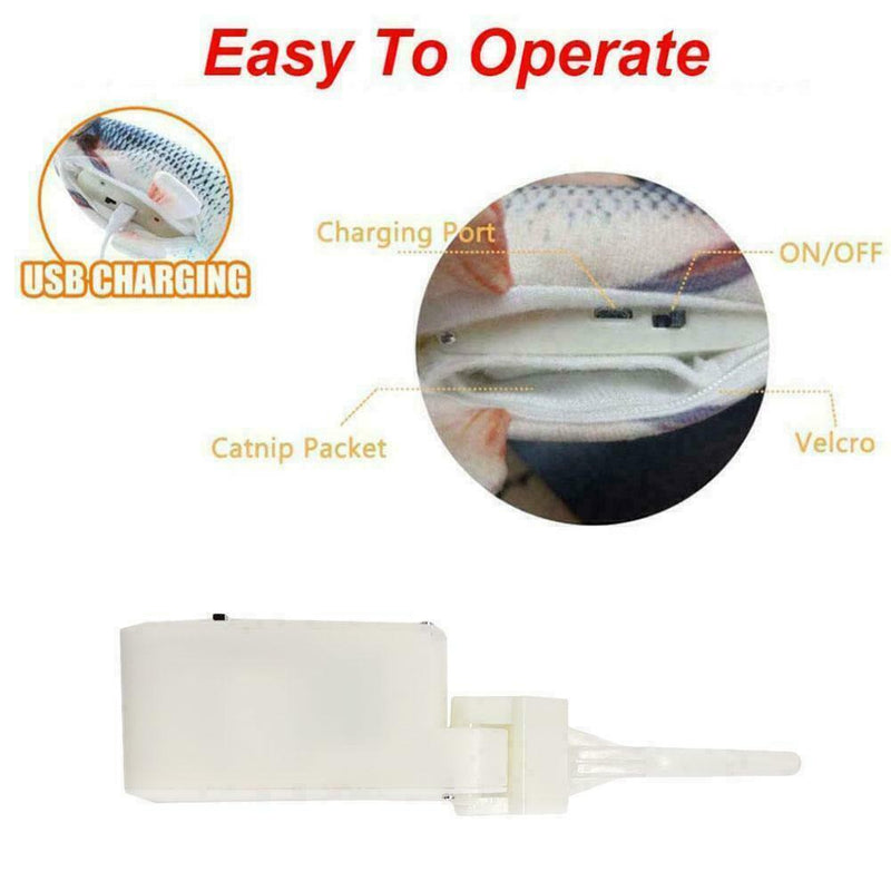 New Realistic Electric Plush Simulation Fish Cat Stuffed Catnip Fish D2Y0