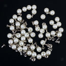100 Ivory Pearls Studs Beads 8mm Rivets Leather Bag Clothes Decor Crafts DIY