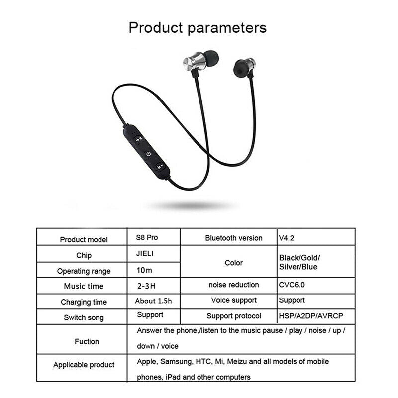Magnetic Music Bluetooth Earphone Xt11 Sport Running Wireless Bluetooth Hea M4H9