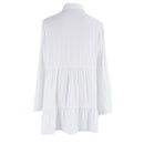 Womens Flare Sleeve Button Down Hollow Out Beach Dress Bathing Suit Cover Up