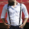 Y-back Adjustable Leather Suspenders Mens Braces
