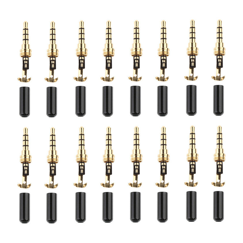 16x Black Metal 3.5mm Stereo Audio Male Connector For MP4 Headphones