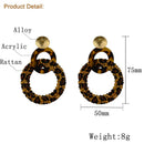 Acrylic Earrings Women Leopard Print Rattan Pendant Earrings Geometric Roun