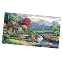 DIY Stamped Cross Stitch Kit Pre-printed Farm Scene Pattern Christmas Gift 14CT