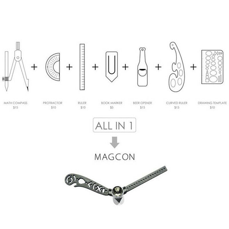 Magcon Ultimate Design Tool Mini Compass Protractor Combo-Circles Drawing To%!