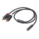 1piece 3.5MM Stereo Audio Female To 2 RCA Male Line BLACK 3635F-04 40CM