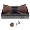 Wooden tie pocket square cufflink wood bow tie wedding wooden bow ties set A BX