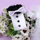 Wedding Party Toasting Wine Glasses Decor Bride & Groom Tux Bridal Veil