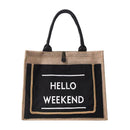 Women Linen Tote Casual Shoulder Bags Fashion Lady Print Handbags (Black S) A