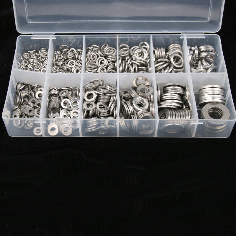 790 PCS FLAT SPRING + LOCK WASHER STEEL GASKET ASSORTMENT KIT M12/10/8/6/5/4