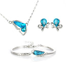 Fashion Butterfly Jewelry Sets Necklace + Earring+Bracelet Crystal Set