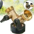 2-Way Metal Y Connector Garden Connector Hose Splitter Shut Valves off N0R2