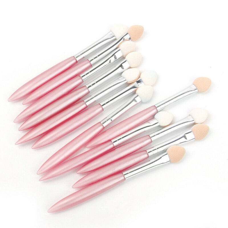 12Pcs Oval Cosmetic Eyeshadow Powder Sponge Brushes Set W/ Plastic Handle Random