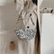 Women Leopard Pattern Shoulder Handbag Purse Portable Zipper Curved Underarm Bag