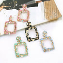 Statement Earrings For Women Large Square Crystal Big Earrings Rhinestone D X7E5